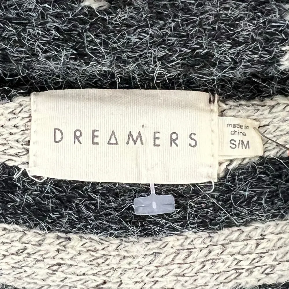 Dreamers Sweater‎ Vest Womens S-M Beige Black Open Aztec Tribal Boho Festival